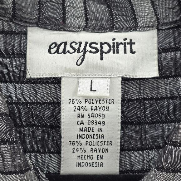 Easy Spirit Gray Stripe Button Metallic Long Sleeve Coat Jacket Large - Picture 7 of 7